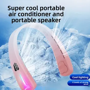 Wireless Neck Fan with Bluetooth Speaker, Wearable Personal Cooler for Outdoor Indoor Use