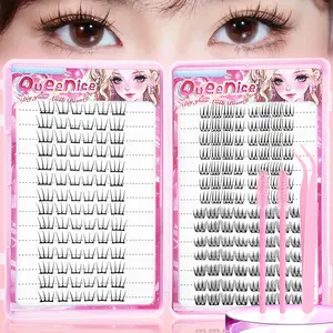 Korean Girl Group Self-Adhesive False Eyelashes, No Glue Needed, Reusable Cluster Lashes, U-Shaped Design, Natural Wispy, DIY Segmented, Beginner Friendly, Comfortable for Daily Wear