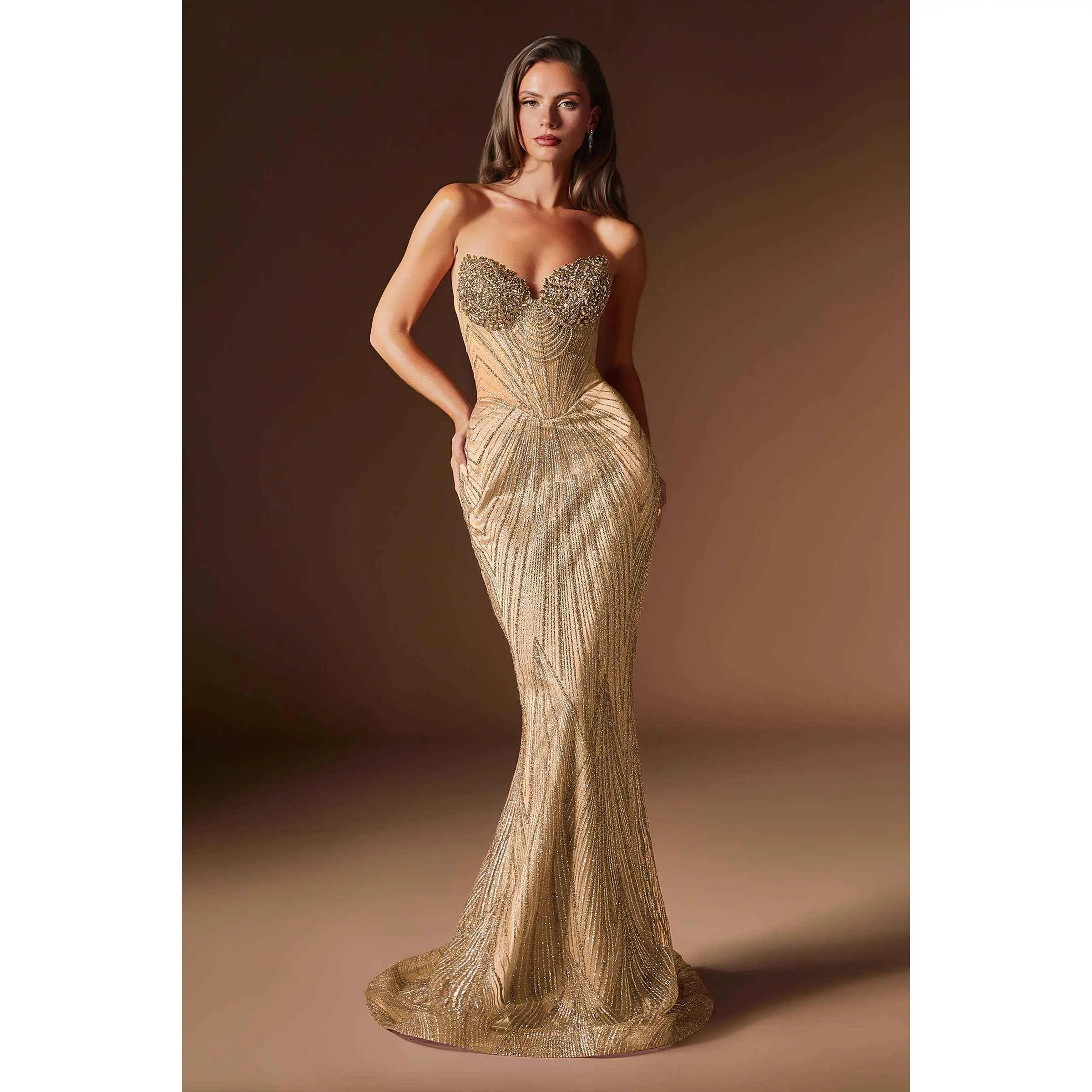Ladivine J903 Women's Sleeveless Prom Dress - Lavish Crystal Beaded Sheer Lace-Up Corset Bodice, Fitted Blue-Toned Fabric Skirt, Elegant Crystal-Encrusted Embellished Evening Dress for Homecoming, Special Events, Elegant Evening Dresses