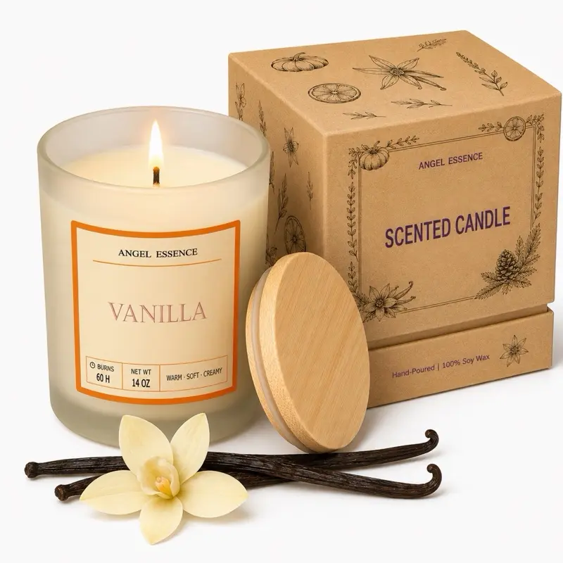 14 Oz Vanilla Scented Soy Jar Candle - Hand-Poured Natural Wax Aromatherapy Candle, Warm & Cozy Home Decor for Home Supplies