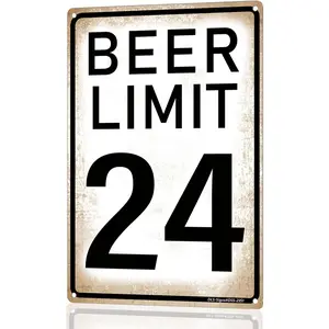 12x8 Aluminum 'Beer Limit 24' Funny Sign – Vintage Humor for Bars & Man Caves