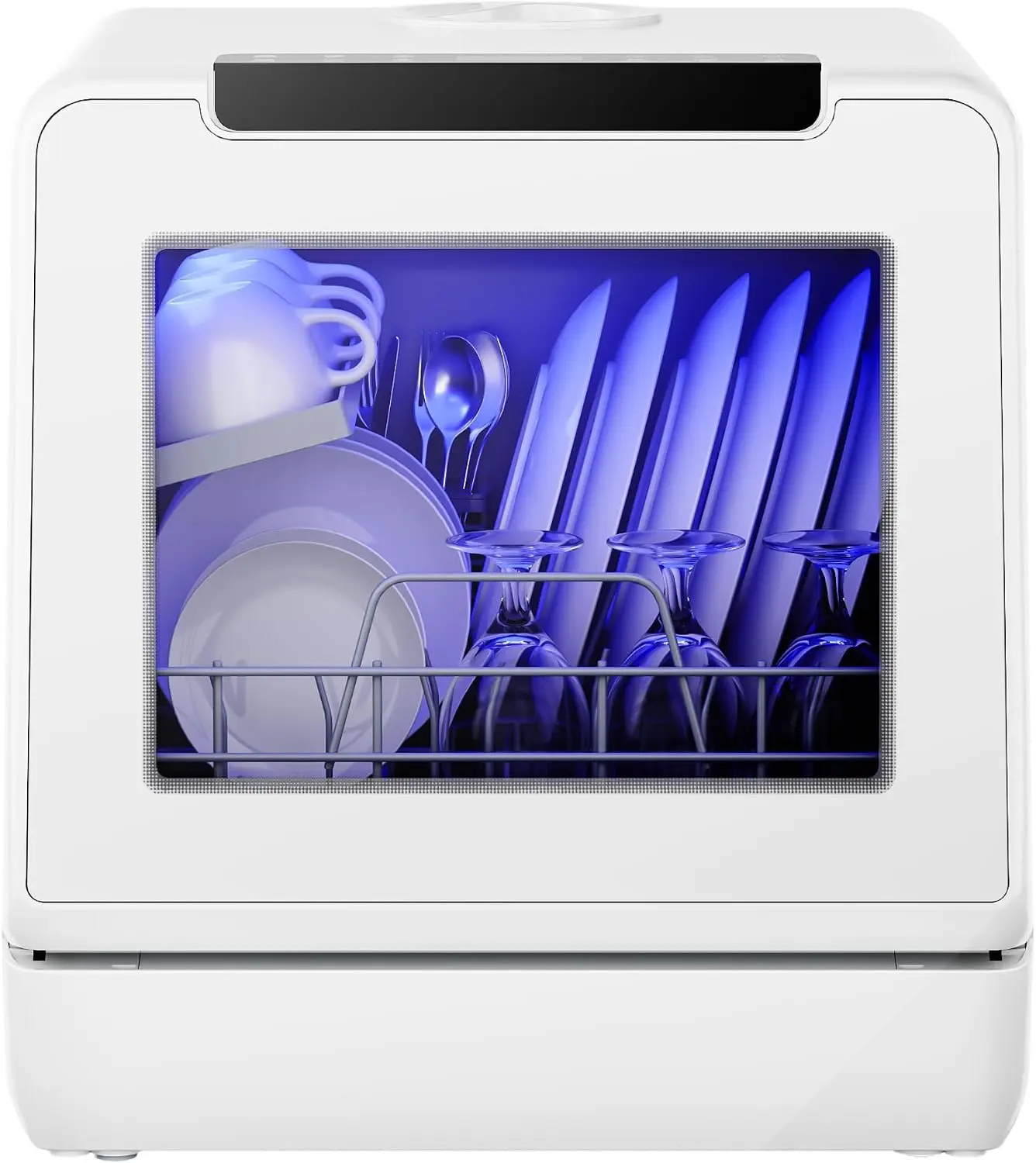 8 Programs Countertop Dishwasher, 5L Tank, 167°F Wash for Apartments | 40dB, 360° Dual Spray Arms, 8-Program (Normal, ECO, Quick, Baby Care, Glass, Fruit, Self-Clean, Dry), for 30+ Items, 167°F