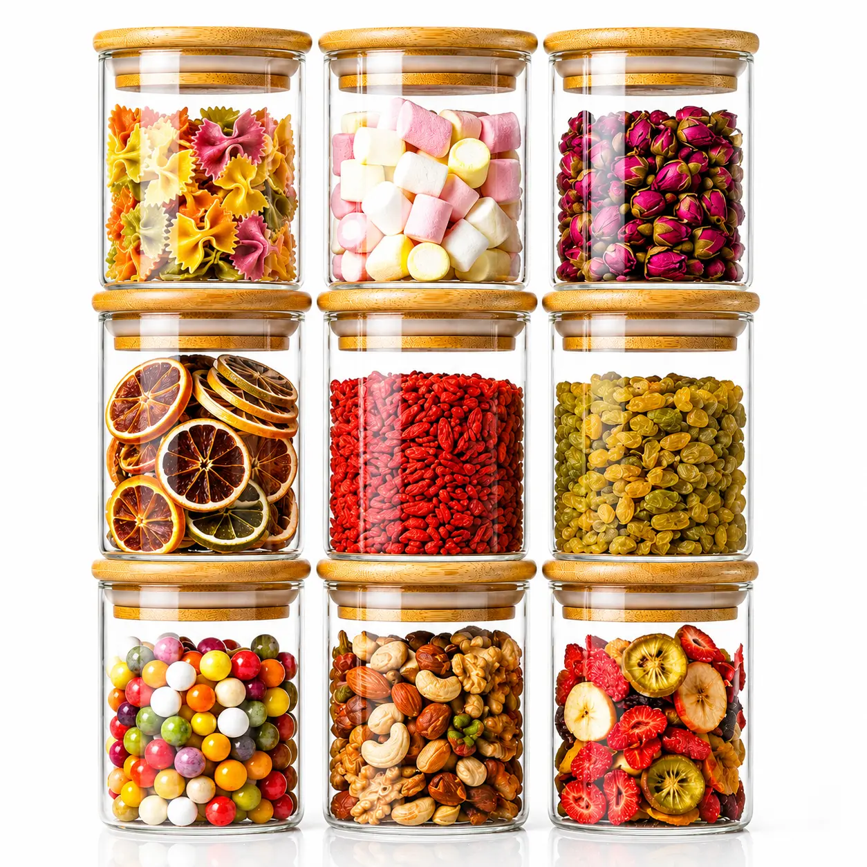 9-Pack 4oz/120mL Borosilicate Glass Storage Jars (36 oz/1080 mL Total) with Bamboo Airtight Lids, Kitchen Pantry Organization Containers for Spices, Coffee Beans, Gifts #weeklydeals