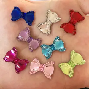 40pcs Mixed Shiny Resin Kawaii Bow Flat back Rhinestone Applique Wedding DIY Scrapbook Ornament Crafts Accessories DIY Jewelry Making Supplies