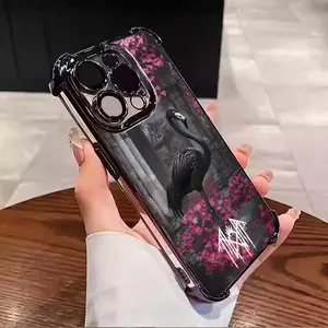 Sleep Token Flamingo Phone Case , Electroplated Cover with Airbag Shockproof Soft TPU Cover for iPhone 17 16 15 14 13 12 11 X XS Pro Max Plus Air Samsung S26 S25 S24 S23 S22