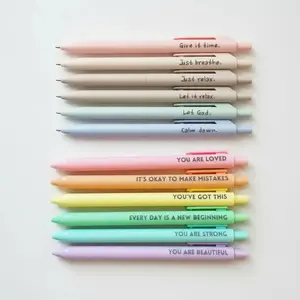 Morandi Aesthetic Gel Ink Pen & Motivational Inspirational Encouraging Pen Set, Colored Gel Ink Pen, Retractable Happy Positive Pens, Colorful & Cute Pens for Journaling, Writing Supplies