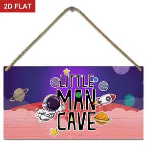 Outer Space Room Decor for Boys Astronaut Wall Art Hanging Toddler Boy Bedroom Decor Little Man Cave Sign Space Themed Wooden Signs Decorations for Kids Nursery Playroom Man Cave 11.8x5.9 In