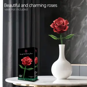 Rose Bouquet Building Set, Ideal Gift for Christmas, Mother's Day, Valentine's Day, Realistic Rose Toys with Vase, Eternal Romance, Decorative Bouquet, Eternal Rose Flower