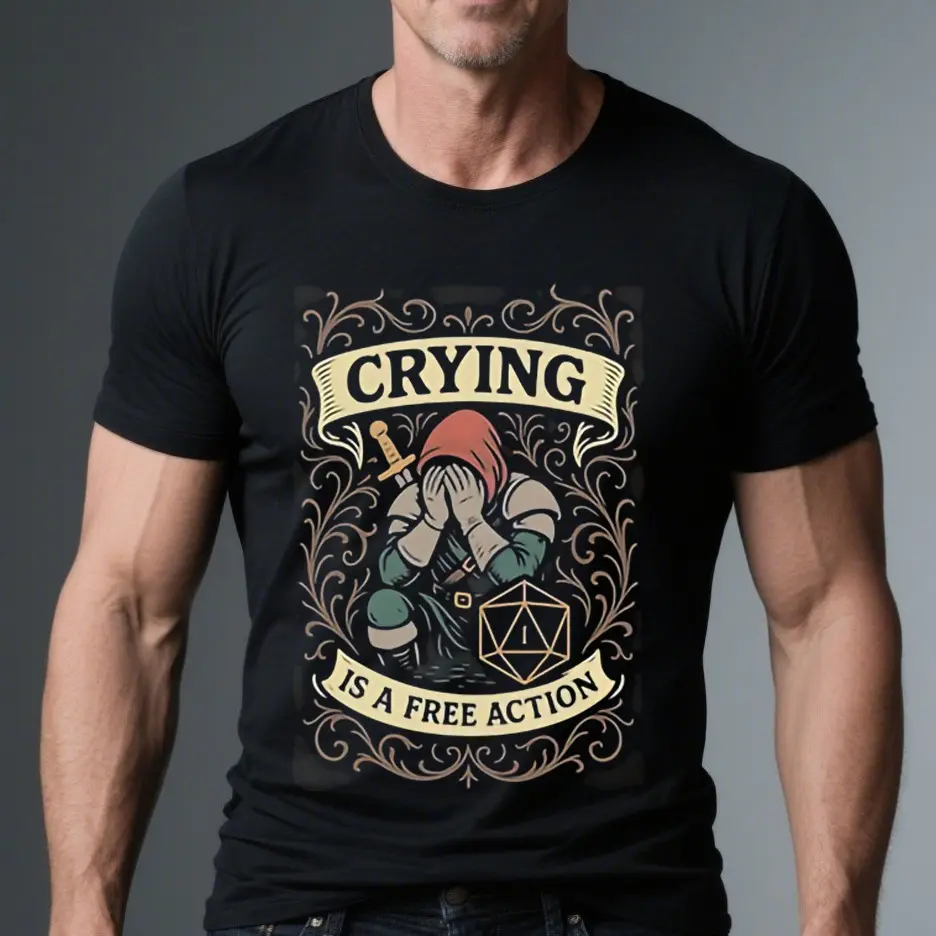 Dnd Funny Shirt for Dnd Gift for Dungeon Master Crying is a Free Action Shirt Funny Dnd T-Shirt for Dungeon Master Gift for Dnd Lover, unisex shirt