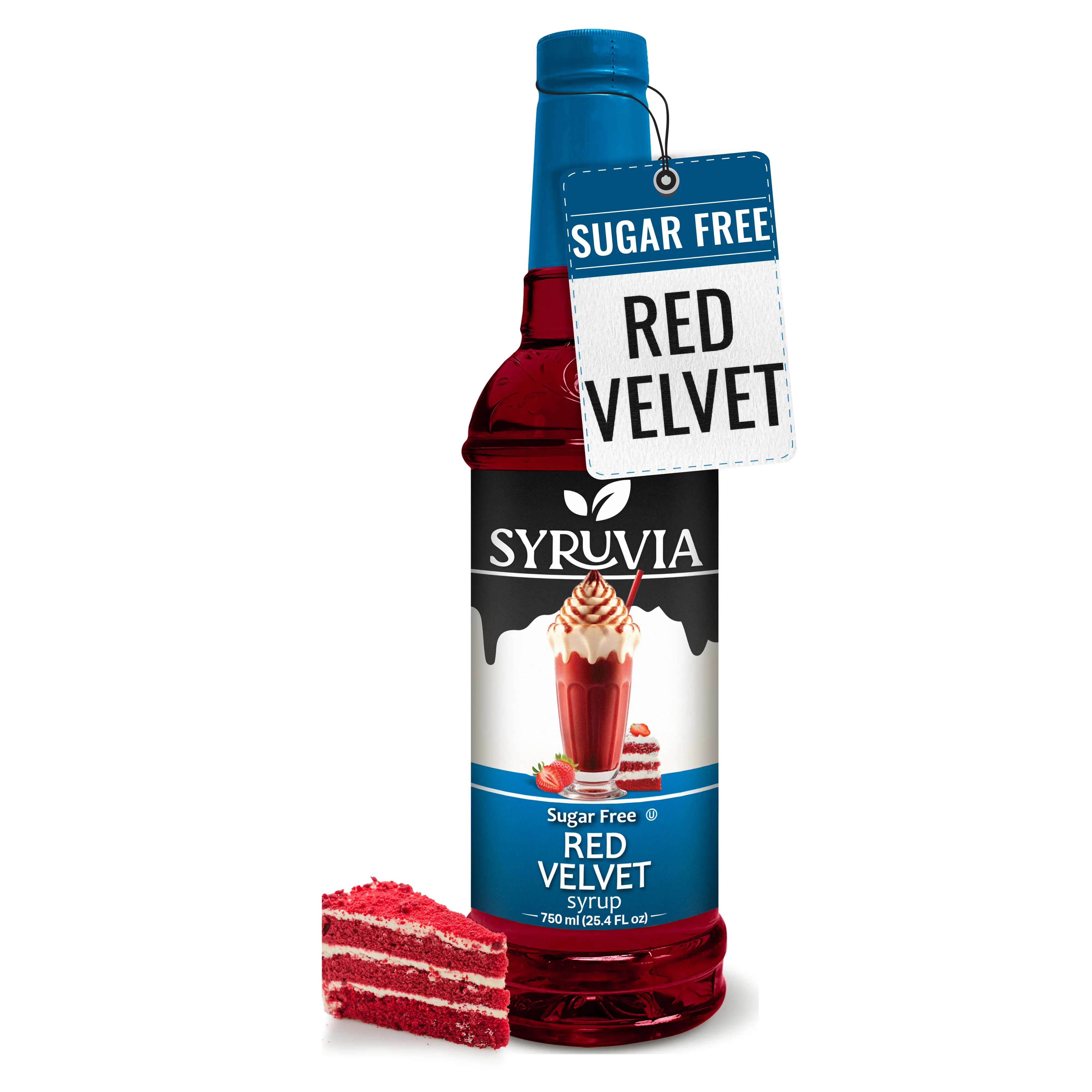 Syruvia Sugar-Free Red Velvet Coffee Syrup - 25.4 fl oz Premium Coffee Flavoring - 0 Calorie, Gluten Free, Ideal for Drinks, Soda, Shakes & More