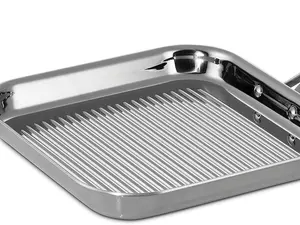Tri-Ply Clad Stainless Steel 11-Inch Square Grill Pan, Induction-Ready, Dishwasher-Safe, NSF-Certified