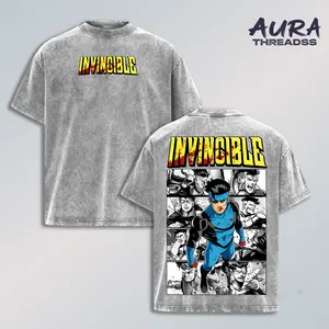 Limited Edition Emperor Mark Grayson Invincible War Comic Double Printed Oversize Lightweight Acid Washed Tee TV Series Graphic Tee T-Shirt