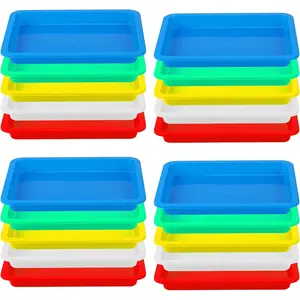 20 Pcs Small Plastic Art Sand Trays Multicolor Stackable Activity Sensory Tray Paint Mixing Crafts Organizer Serving Accessories for DIY Bead Painting, 9.65 x 7.28 x 0.9 Inch (5 Colors)
