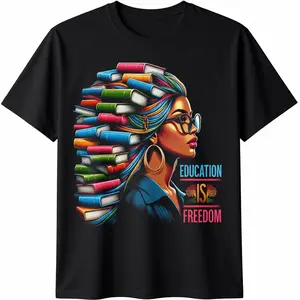 Men's 100% Cotton Short-Sleeve Graphic T-Shirt - 180g Casual Fashion Tshirt, Made in USA, Black Teacher & Black History Month Themed, Beach-Ready Streetwear Clothes