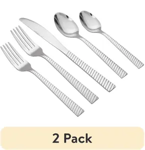 (2 pack) 20 Piece Nalla Stainless Steel Flatware Set, Silver, Service for 4, 6.45lbs