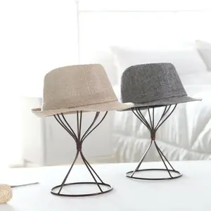 Brown Metal Wire Hat Display Stands, Set of 2