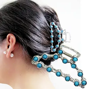 Fashion Elegant Turquoise Hair Claw, Multi Style Hair Clip for Daily Wear Vacation Dating Exquisite Gift