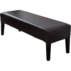Bench Cover, PU Leather Soft Stretch Dining Bench Cover,  Elastic Removable Bench Seat Cushion Slipcovers for Kitchen Dining Bench Seat Protector(Brown)