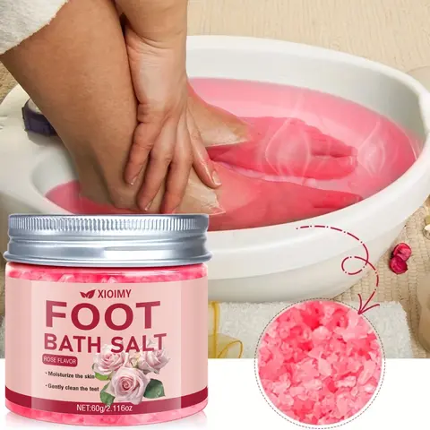 Rose and Sea Salt Foot Bath, Exfoliating Foot Soak, Dead Skin Removal for Feet and Deep-Cleansing Foot Care Product, Intensive Foot Care, Strongly Moisturizing, Hydrating and Smoothing Dry Rough Skin, Suitable for All Skin Types