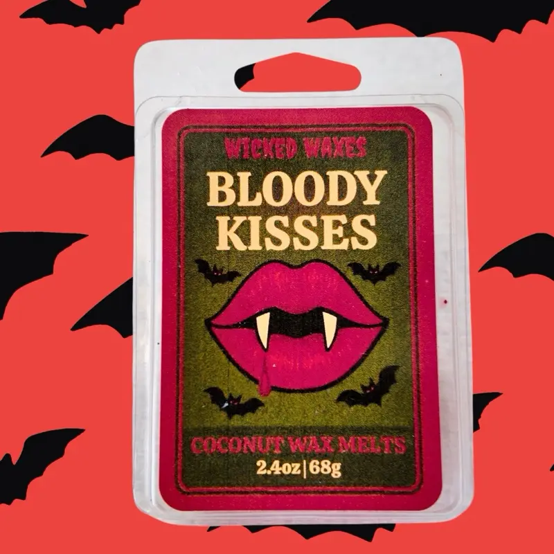 Hand-Poured Gothic Fragrance Wax Melts - Bloody Kisses Scent, Plum, Blood Orange & Jasmine Amber Notes, Spooky Home Decor Accessory, Aroma, Cozy