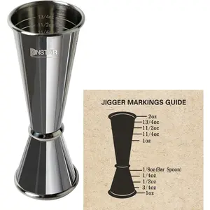 Professional Jigger for Bartending, Premium Japanese Cocktail Jigger with 8 Measurements Inside, Double Jigger Bar Measuring Tool with 1oz 2oz Etched Markings, Dishwasher Suitable