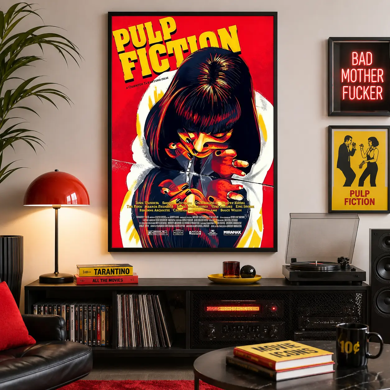 Pulp Fiction Classic Movie Canvas Wall Art, Vintage 90s Film Poster Print, Retro Man Cave Bedroom Wall Decor, Aesthetic Home Decor, No Frame