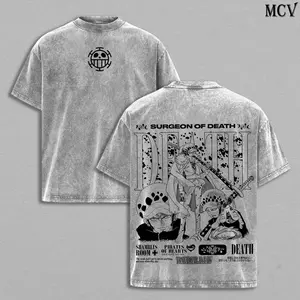 Trafalgar D. Water Law Tee Washed / Hoodies – Trafalgar Law One Pieceee Vintage Washed Oversized Heavy Cotton Anime Manga T-Shirt & Hoodie, Double Printed Retro Unisex Streetwear Graphic Top, Surgeon of Death Edition, Anime Merch for Fans