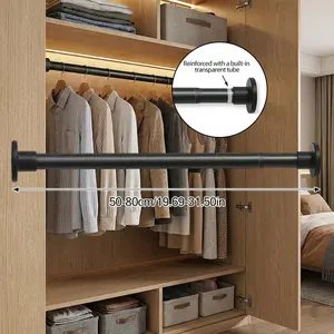No-Drill Multi-Function Telescopic Rod 50-80cm Heavy-Duty Bathroom Shower Curtain Drying Door Wardrobe Cabinet Towel Rack Essential Household Item