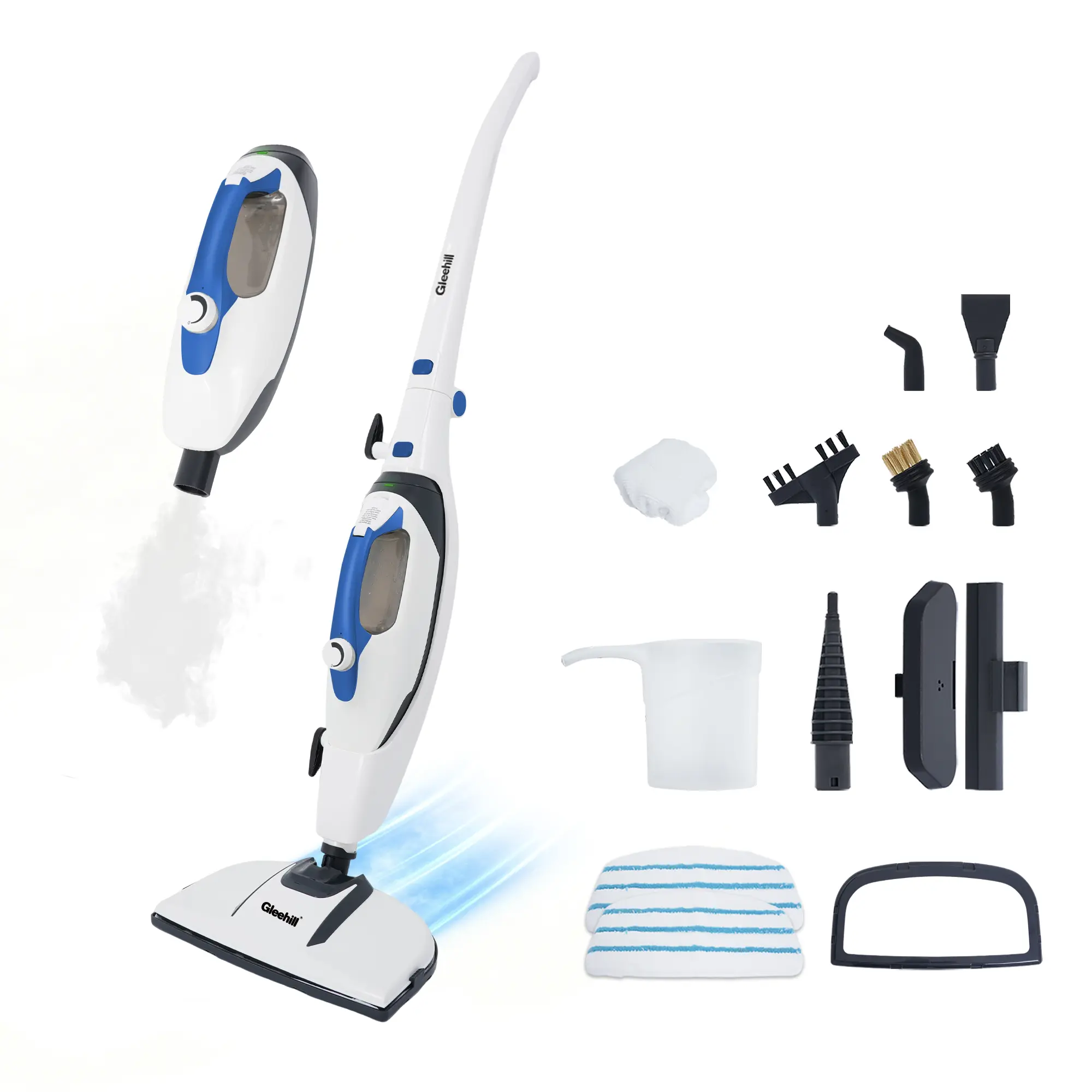 [Flash Sale] GLEEHILL 10-in-1 Steam Mop & Handheld Steamer, 1550W, 8m Cord, Steam Mop for Hardwood Floors, Washable Pad, Multi-Functional Accessory for Floors, Carpets, Tile, Grout & Glass, Chemical-Free,summerwins summerwins