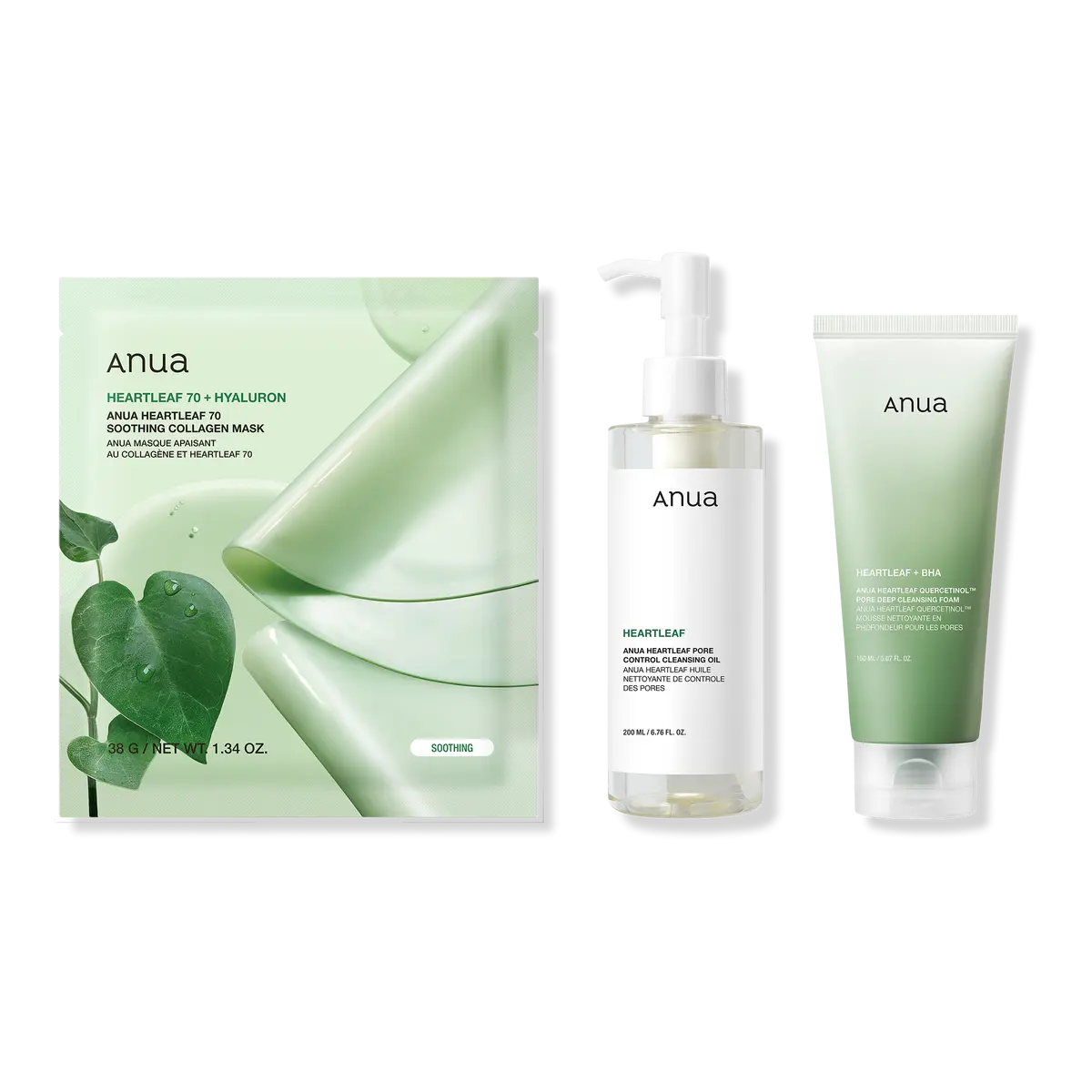 Anua Heartleaf Cleansing Duo With Free Heartleaf Collagen Mask