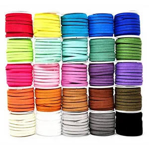 Mandala Crafts Faux Suede Cord - Flat Vegan Leather Cord for Jewelry Making Beading - Micro Fiber Leather String Cord Leather Lace for Leather Lacing Necklace Bracelet 5MM 50 Yards