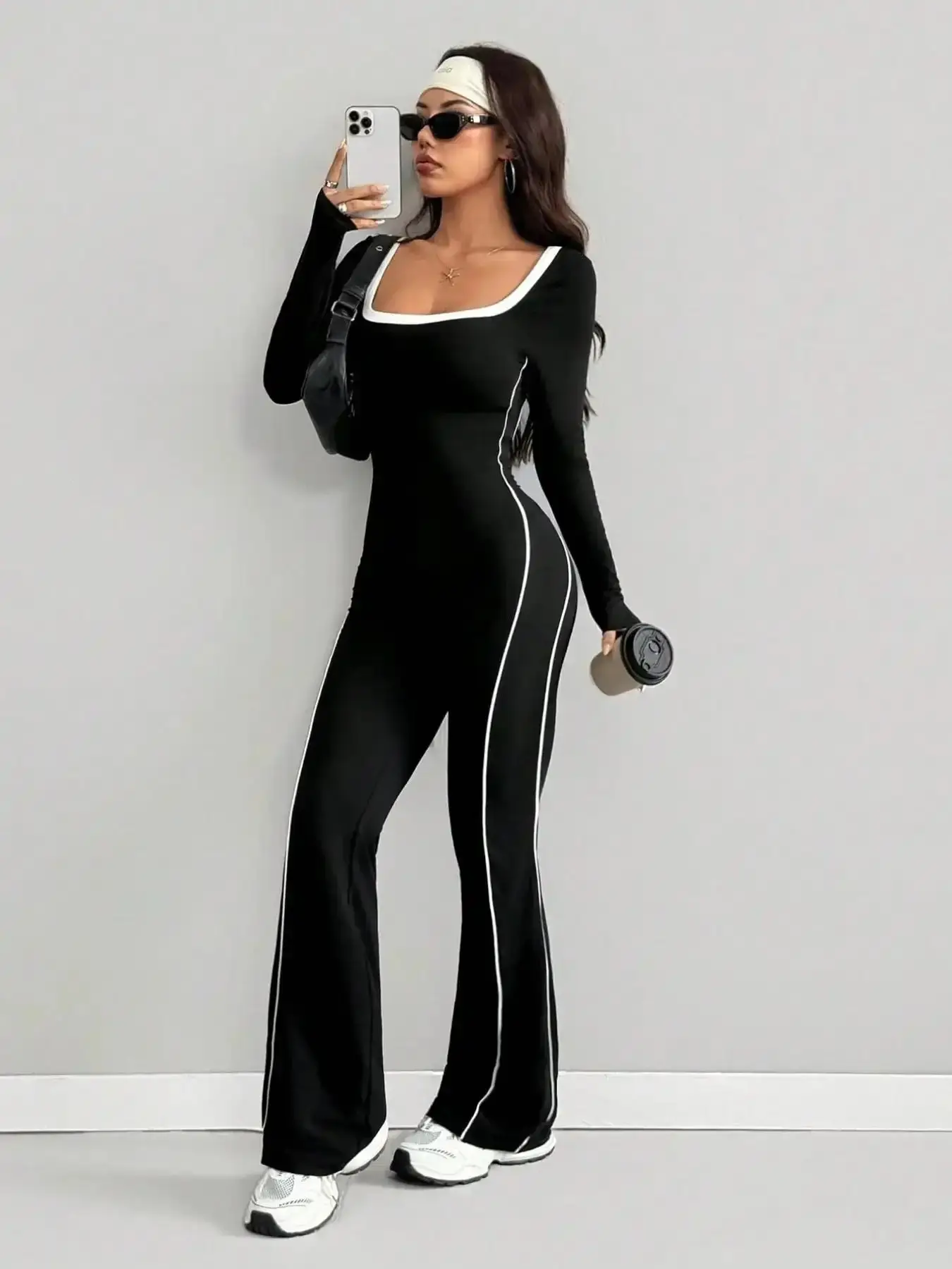 Women's Fitted Jumpsuit, Fashion Design, Outdoor Street Hollow Out Colorblock Shaping Fitness Comfort Y2K Style, Knit Daily Wear, Workout Sports Sporty Comfy Tight Fitting Sportswear statement piece relaxed fit