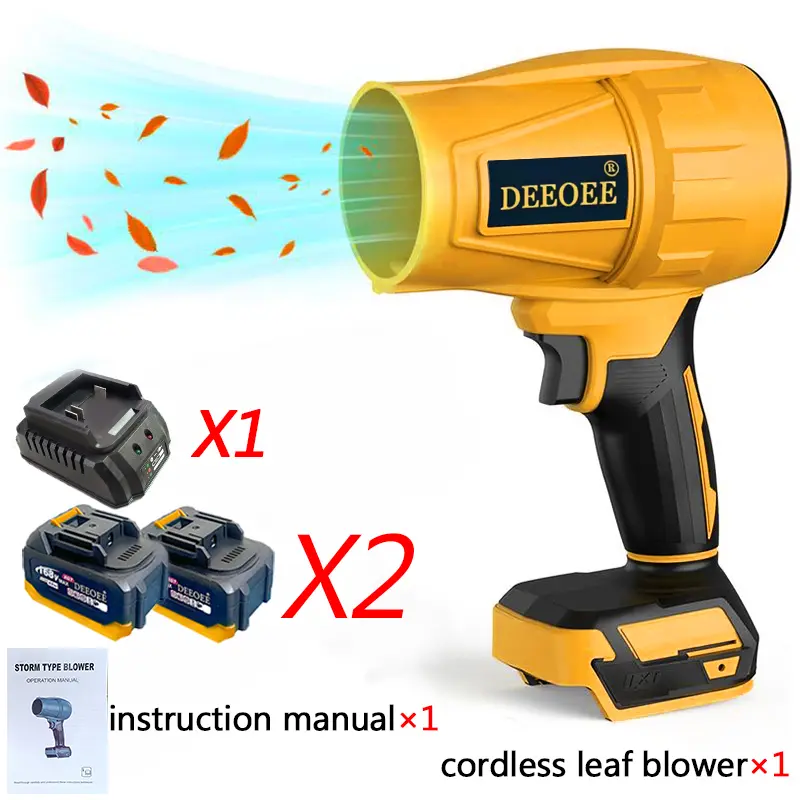 DEE00E Cordless Leaf Blower  TurboFan Brushless Motor Jet F an with 2 Batteries for Car Drying Snow Removal BBQ Cleaning,Gift for Christmas,New Year
