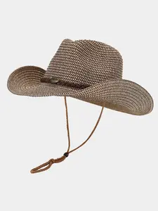 Boho Style Straw Hat, Cowboy Style Hat, Breathable Sun Hat for Beach Vacation, Casual Outdoor Hat, Foldable Sun Hat for Outdoor Activities, Perfect Photo Props