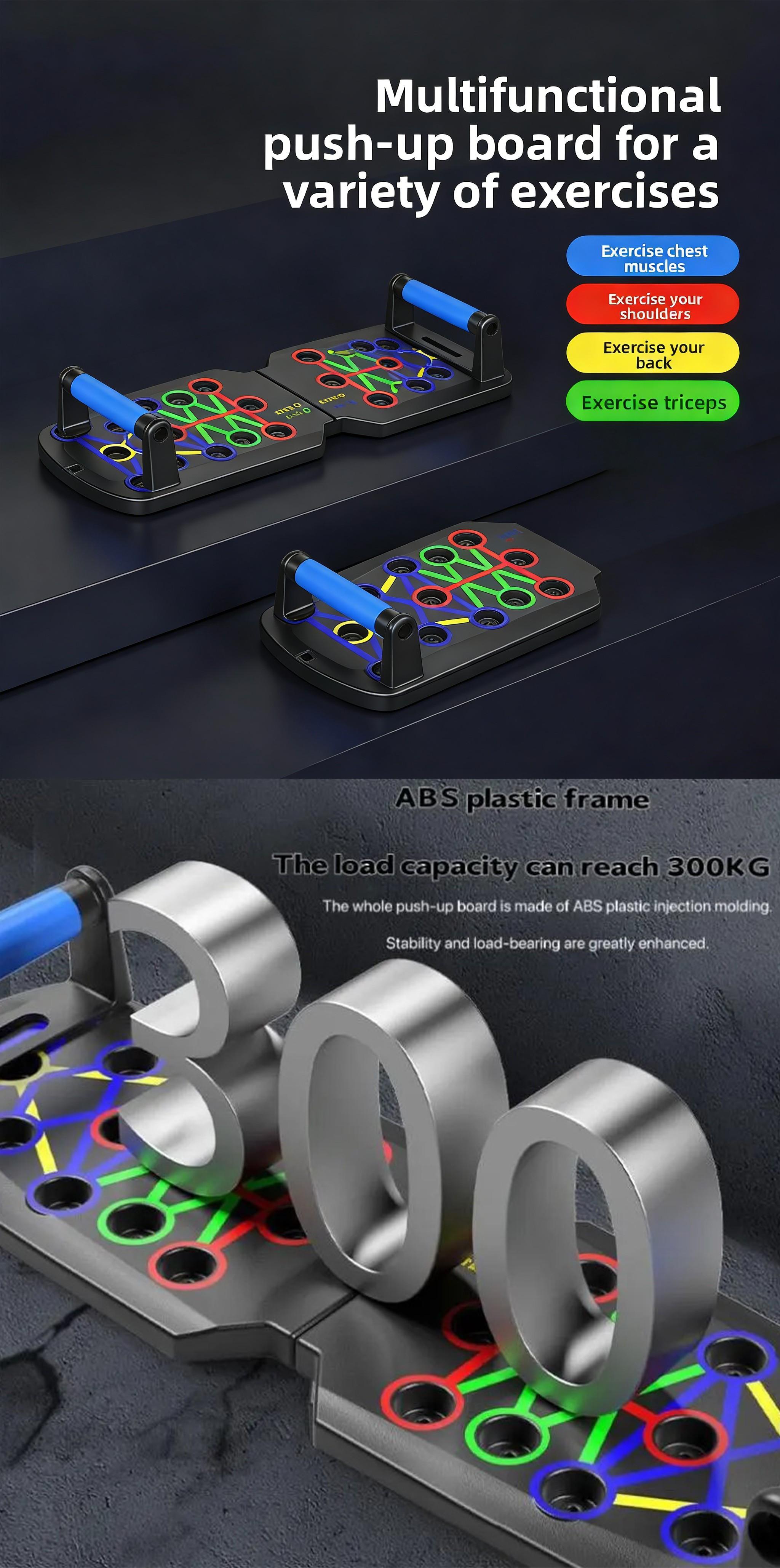 Color-Coded Push Up Board for Strength Training Foldable Portable Gym Equipment Chest Arms Core Workout for Men Women TikTok Fitness Lovers