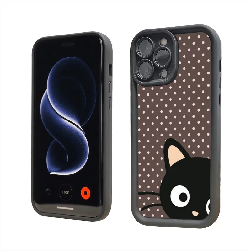 Kawaii Cartoon Chococat Smartphone Case for iPhone 11-17, Samsung Galaxy Series Handheld Devices, Dual Layer Soft TPU+Silicone Casing, Shockproof, Drop-Proof, Rubberized Grip, Responsive Buttons, Camera Guard, Cellphone Accessory for Cat Enthusiasts
