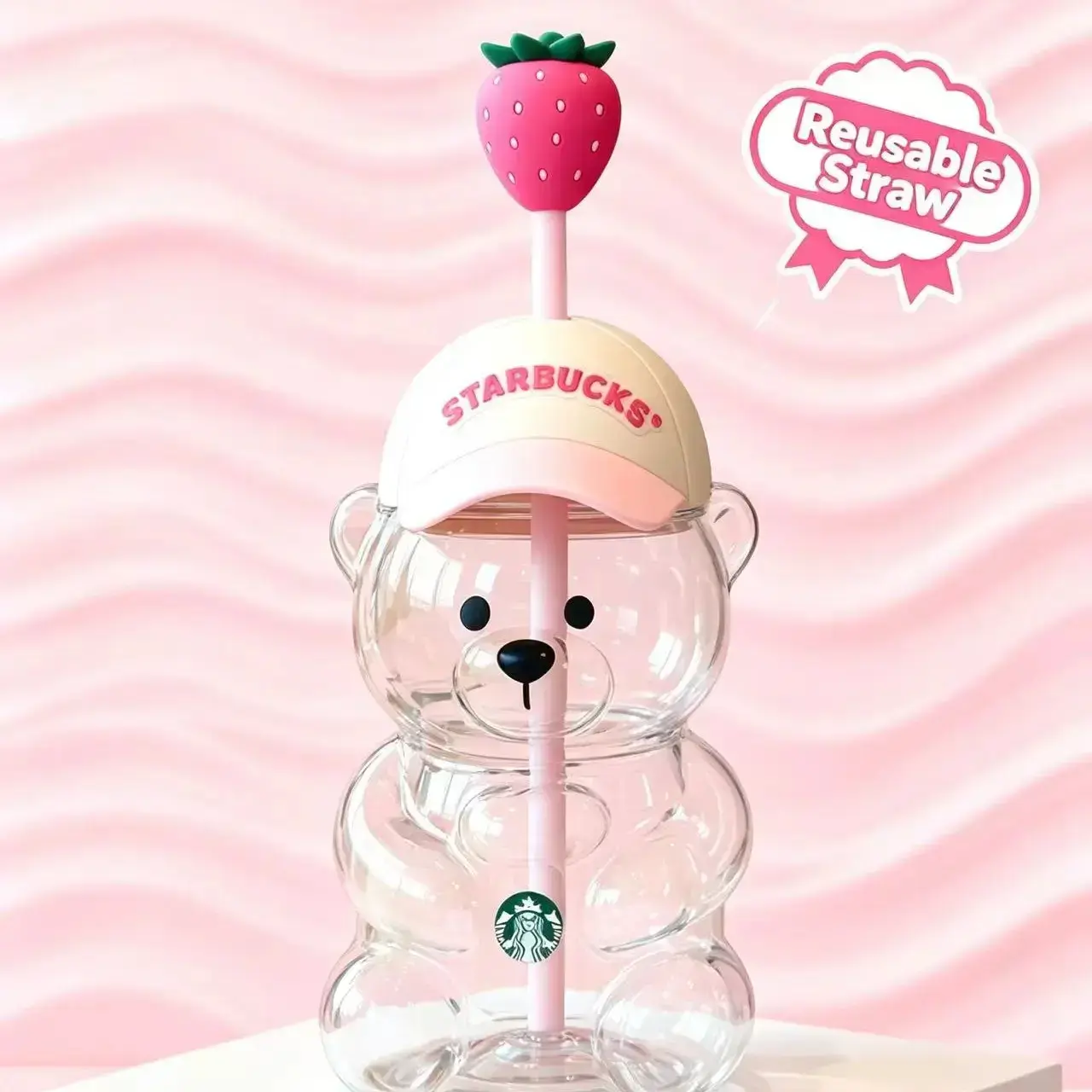 New bear cup-pink, summer drink cup, cocktail cup, coffee cup, office and outdoor first choice