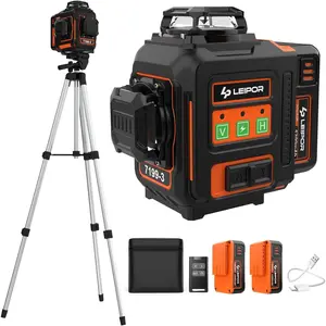 with Tripod, 3x360° Self Leveling, Green Line 3D Leveler Tool with 2Pcs Lithium Batteries for Picture, Tile, Home Renovation, Indoor