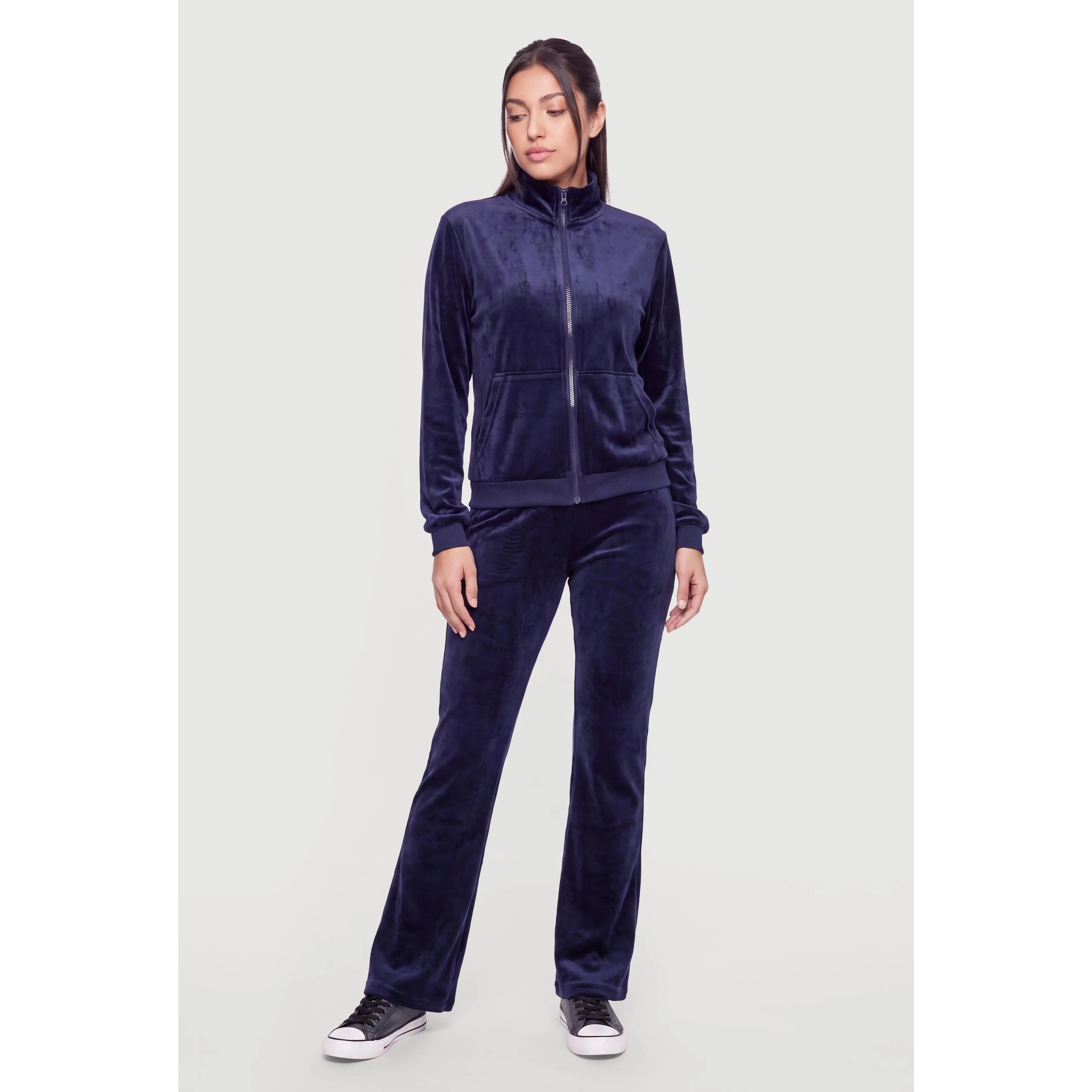 Velour Mid Rise Pull On Sweatpants