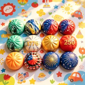 Gift for Her/Him 4pcs Slow Rebound Small Bun Squishy Toy - Soft Elastic Finger Massage Stress Ball, Kids Sensory Fidget Toy - Anniversary Theme, Easter, Valentine's Day Gift, Summer Party Favor Pack - Random Color & Style, Gift for Her Him