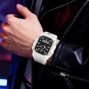 Men's Fashion Watch Dual Display Analog Digital Watch Countdown, Waterproof Night Glow Square Multifunctional Outdoor Sports Watch, Daily Wear [6310]