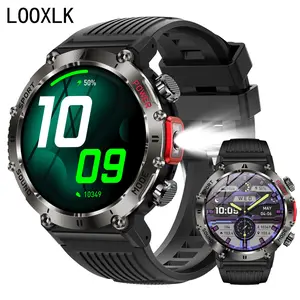 LOOXLK Men's Smartwatch 1.46" TFT Display 600mAh Battery 3ATM Waterproof Wireless 5.0 LED Flashlight Pedometer Sport Mode Compatible with iPhone & Android Digital Watch