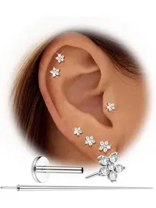 20g Threadless Flat Back Earrings Studs, Hypoallergenic 316L Stainless Steel, 14k Plated, Tragus Medusa Helix Labret Lip Nostril, Stud Earrings Jewelry