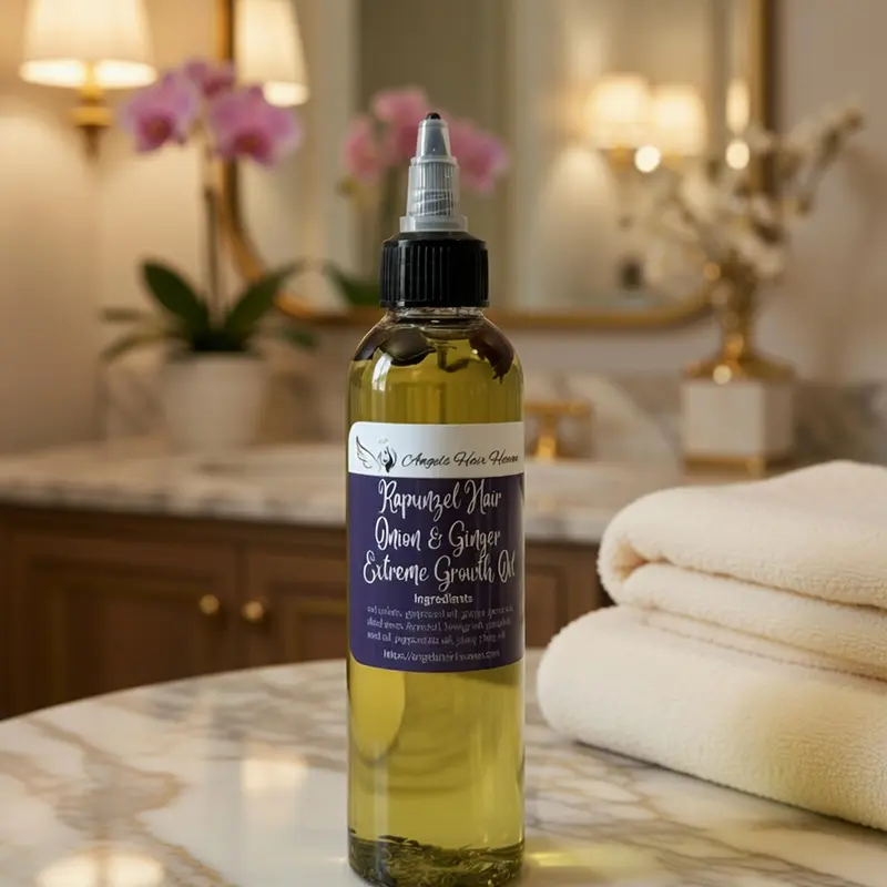 Rapunzel hair onion & ginger extreme growth oil herbal thinning hair solution with green tea ylang ylang pumpkin seed oil Strengthens Hair Strengthening Hair