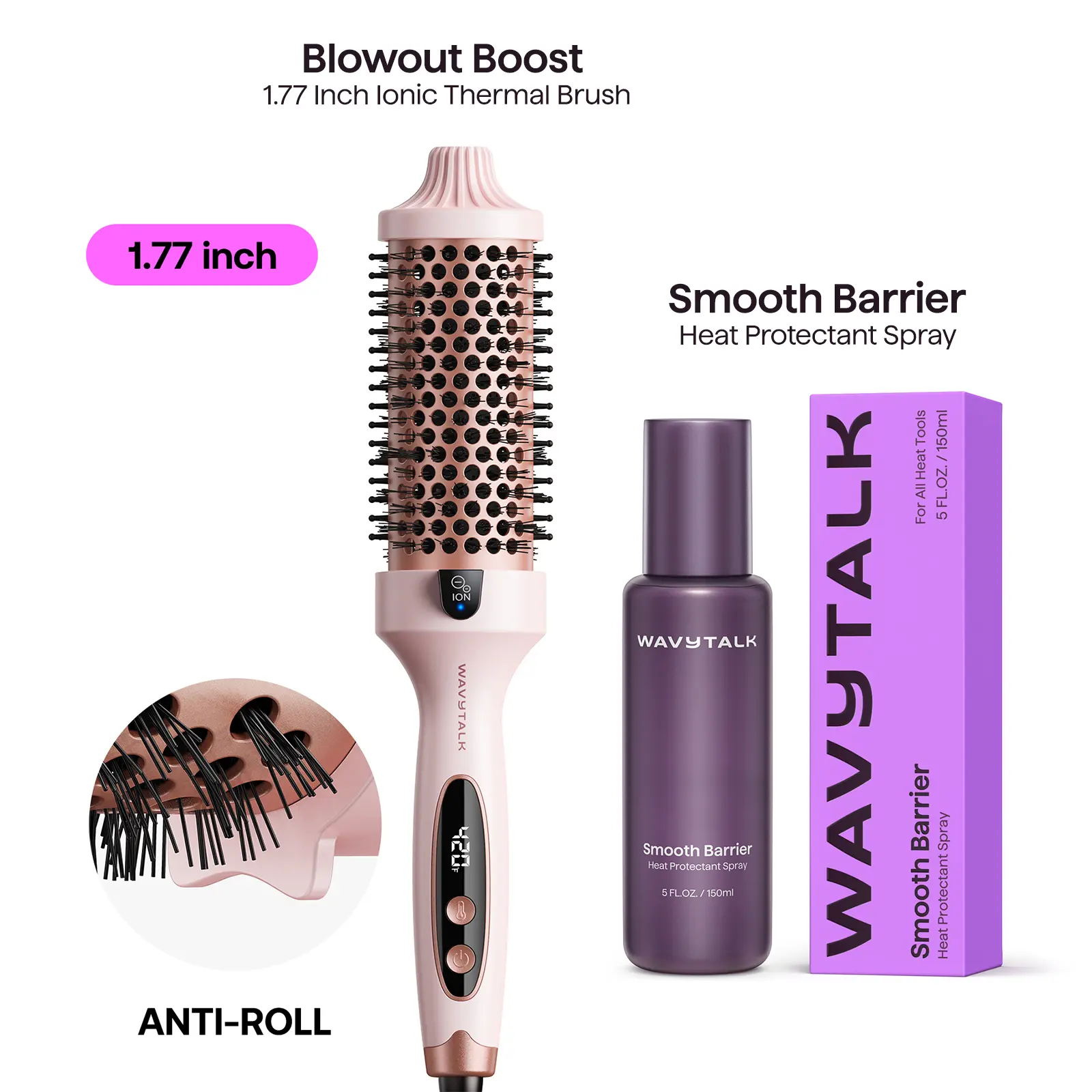 Wavytalk Blowout Boost Ionic Thermal Brush and Wavytalk Smooth Barrier Heat Protectant Spray Set Wavytalk Blowout Boost Ionic Thermal Brush and Wavytalk Smooth Barrier Heat Protectant Spray Set