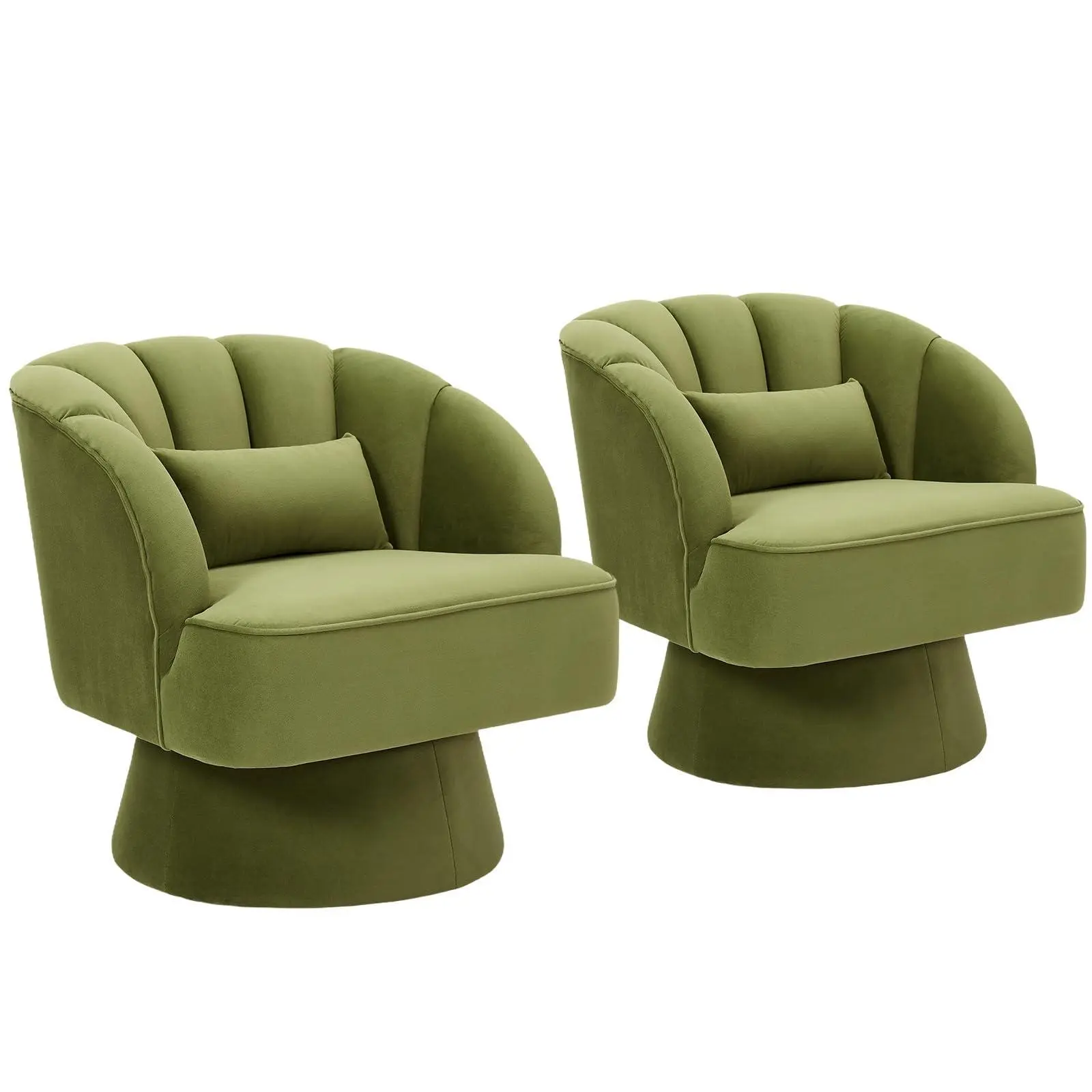 Garvee This ultra-soft two-piece bucket chair set features a modern swivel lounge chair with a striped backrest and silent swivel, perfect for the living room, bedroom, or reading nook.