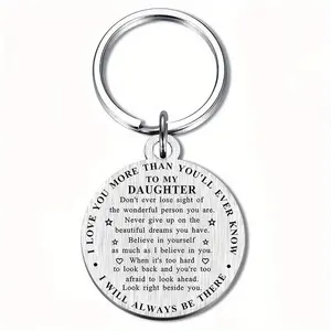Two-sided Inspirational Daughter Keychain, Stylish Keychain, Stainless Steel Keychain for Daughter, Unique Gifts for Birthday, Daughter Graduation Gifts