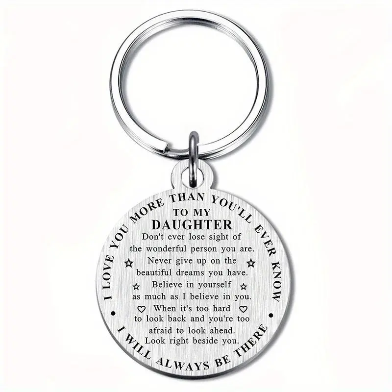 Two-sided Inspirational Daughter Keychain, Stylish Keychain, Stainless Steel Keychain for Daughter, Unique Gifts for Birthday, Daughter Graduation Gifts