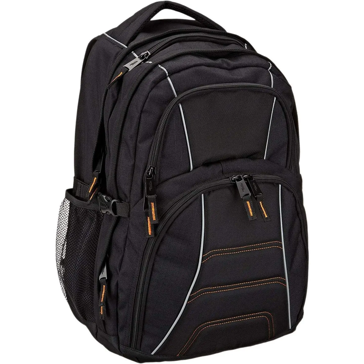 Unisex Camera Accessory Laptop Backpack with Padded Sleeve, Multi-Compartment Design, Zip Closures, Water Bottle Pockets, Fits 17-in Laptops & Binders, for School & Travel, Black