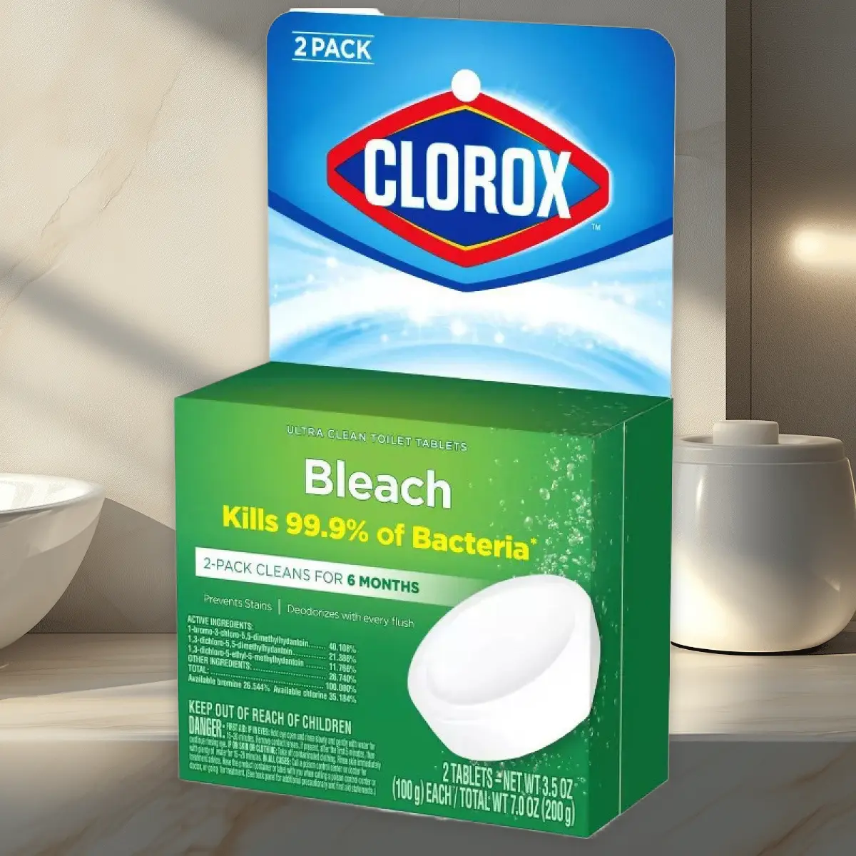 Clorox Ultra Clean Toilet Tablets 4ct - Toilet Cleaning Tablets, with Bleach, 4ct, for Toilet Bowls, Long-Lasting, Easy to Use